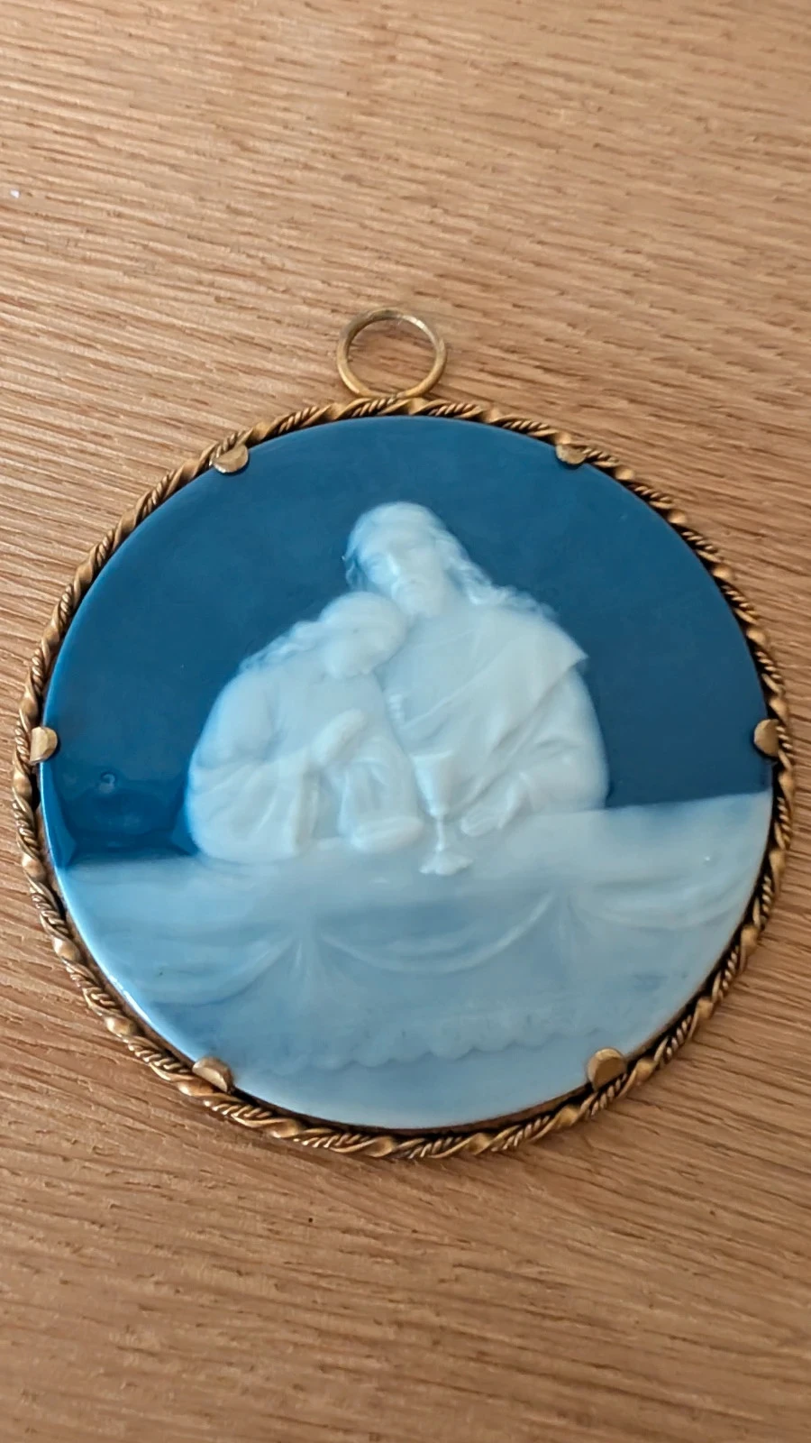 medaillon plaque porselein limoges camille tharaud het laatste avondmaal jesus jean blauw wit 10cm – photo 3
